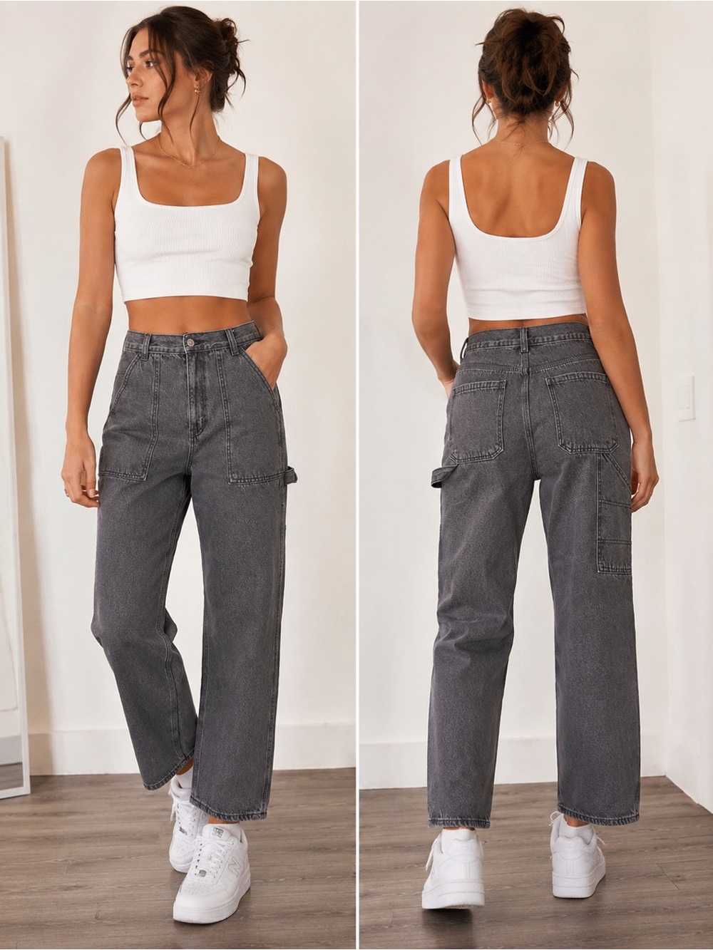 Simple Society Gray Carpenter Jeans High Rise Straight Leg Women’s 11/30
